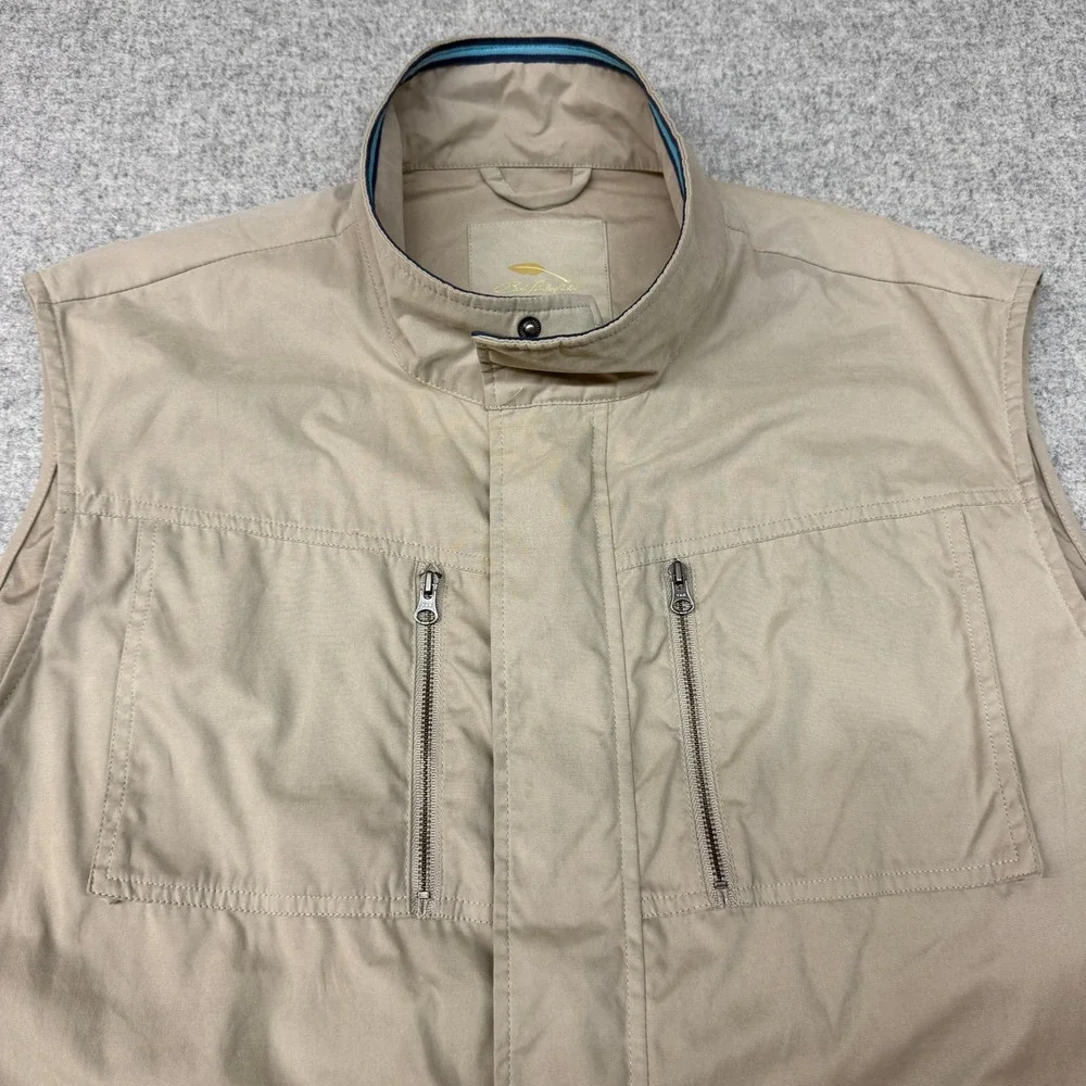 Bob Timberlake Utility Vest XL Tan Khaki Multi-Pocket Outdoor Safari Full Zip Me